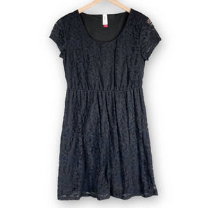 No Boundaries Floral Lace Dress Juniors 11-13 Black ALine Stretch Womens